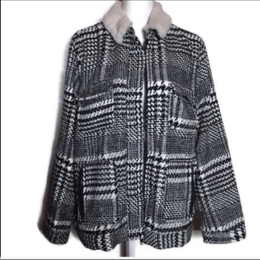 Plaid Jacket W/ Sheering Collar, Wholesale, 2X